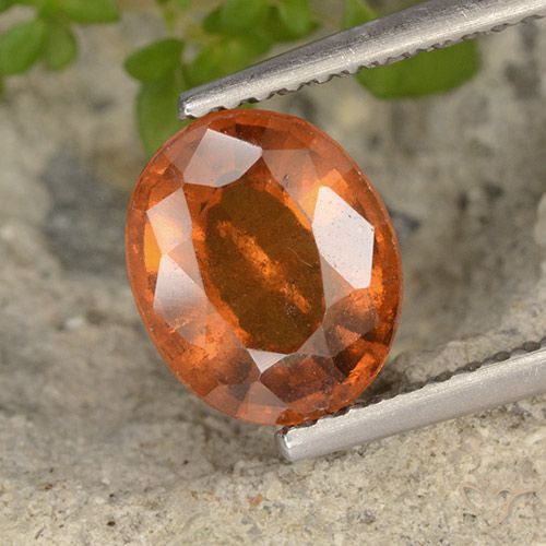 2.10ct طبيعي برتقالى كهرمانى عقيق هيسونيت, بيضوي, VS-SI