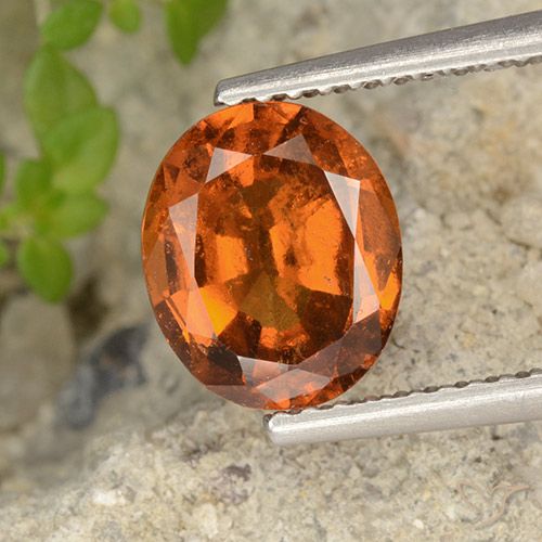 2.09ct طبيعي برتقالى داكن-متوسط عقيق هيسونيت, بيضوي, VS-SI