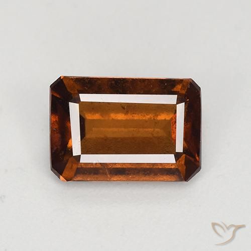 1.92ct طبيعي برتقالى غامق عقيق هيسونيت, قص الزمرد, قليلا جدا