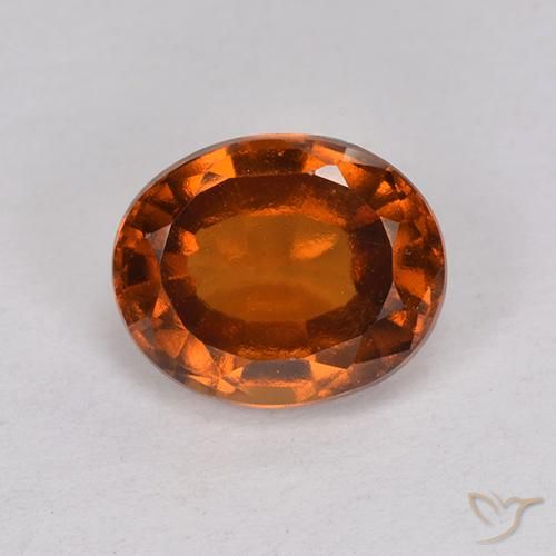 2.16ct طبيعي بنى برتقالى عقيق هيسونيت, بيضوي, قليلا جدا