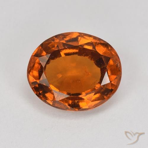 1.87ct طبيعي برتقالى غامق عقيق هيسونيت, بيضوي, قليلا جدا