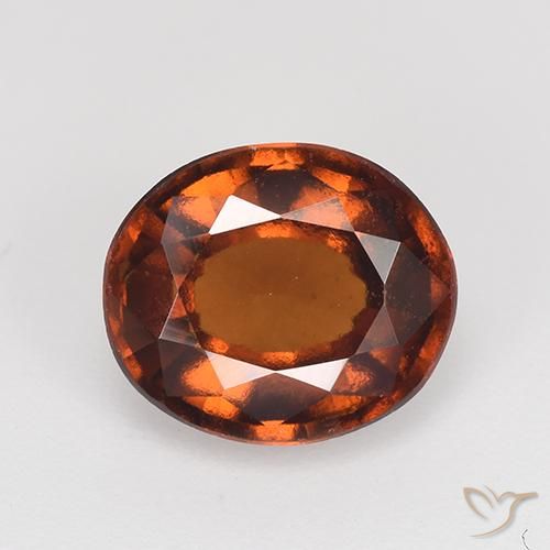 2.87ct طبيعي برتقالى محمر عقيق هيسونيت, بيضوي, قليلا جدا