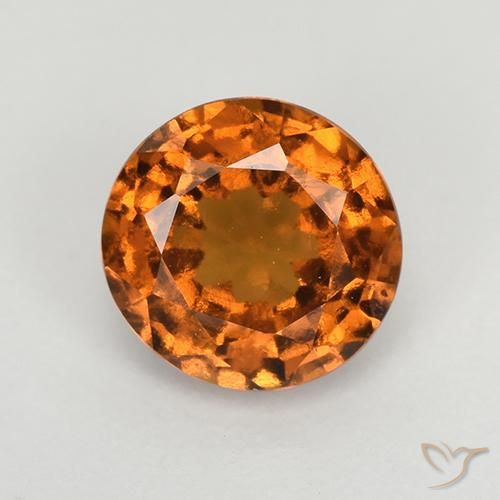 1.43ct طبيعي برتقالى داكن-متوسط هيسونيت غارنيت, دائري, قليلا جدا