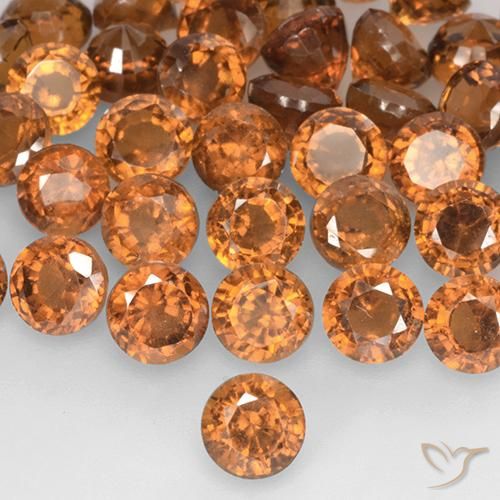 0.96ct طبيعي برتقالى غامق هيسونيت غارنيت, دائري, VS-SI