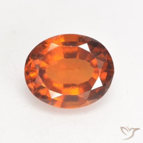 2.05ct طبيعي برتقالى داكن-متوسط عقيق هيسونيت, بيضوي, قليلا جدا