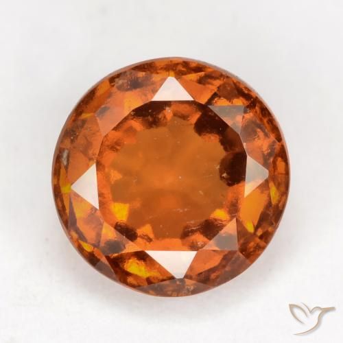 2.32ct طبيعي برتقالى داكن-متوسط عقيق هيسونيت, دائري, VS-SI