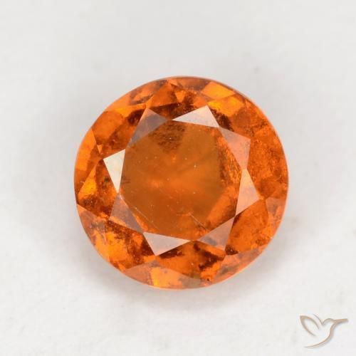 1.43ct طبيعي برتقالى غامق هيسونيت غارنيت, دائري, VS-SI