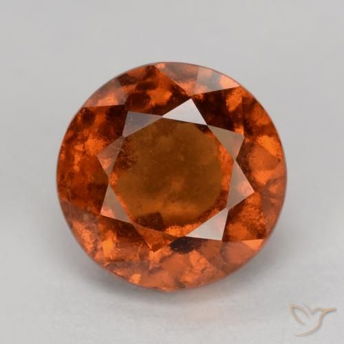 2.12ct طبيعي برتقالى داكن عقيق هيسونيت, دائري, VS-SI