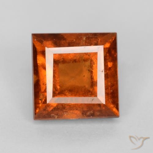 1.44ct طبيعي برتقالى غامق هيسونيت غارنيت, مربع, VS-SI