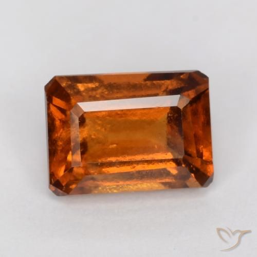 1.29ct طبيعي برتقالى كهرمانى عقيق هيسونيت, قص الزمرد, VS-SI