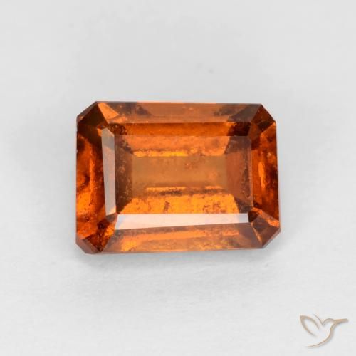 1.28ct طبيعي برتقالى داكن-متوسط عقيق هيسونيت, قص الزمرد, VS-SI
