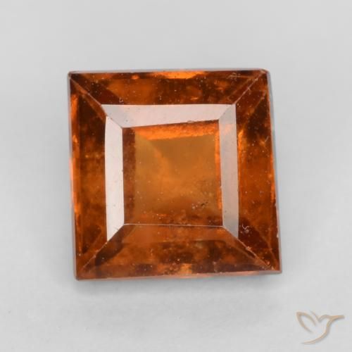 1.42ct طبيعي برتقالى داكن هيسونيت غارنيت, مربع, VS-SI
