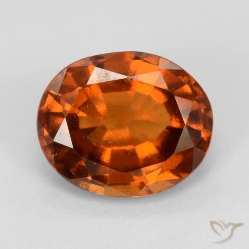 2.22ct طبيعي برتقالى داكن-متوسط عقيق هيسونيت, بيضوي, قليلا جدا