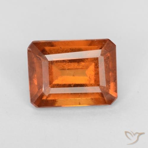 1.60ct طبيعي برتقالى غامق عقيق هيسونيت, قص الزمرد, قليلا جدا