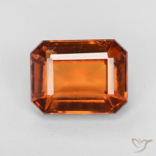 2.15ct طبيعي برتقالى محمر عقيق هيسونيت, قص الزمرد, قليلا جدا