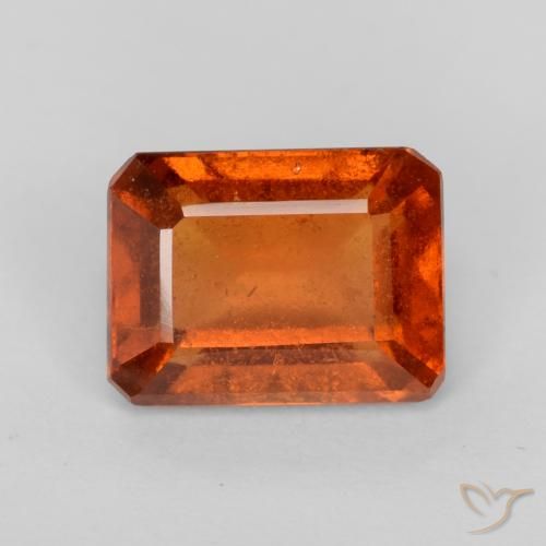 2.09ct طبيعي برتقالى متوسط عقيق هيسونيت, قص الزمرد, VS-SI