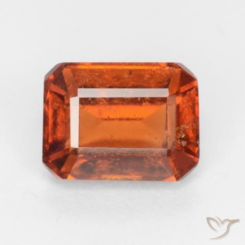 2.25ct طبيعي برتقالى كهرمانى عقيق هيسونيت, قص الزمرد, VS-SI