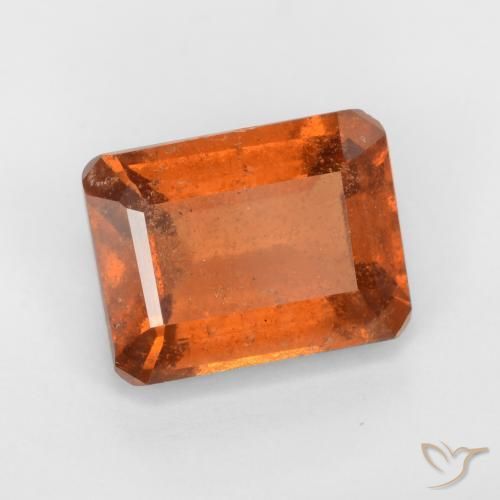 1.97ct طبيعي برتقالى كهرمانى عقيق هيسونيت, قص الزمرد, VS-SI