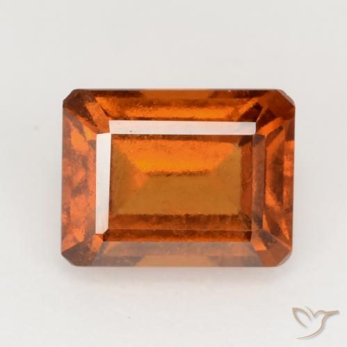 2.15ct طبيعي برتقالى غامق عقيق هيسونيت, قص الزمرد, قليلا جدا