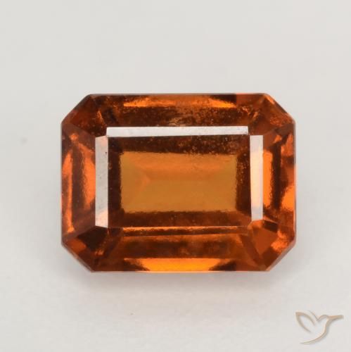 2.05ct طبيعي برتقالى غامق عقيق هيسونيت, قص الزمرد, قليلا جدا