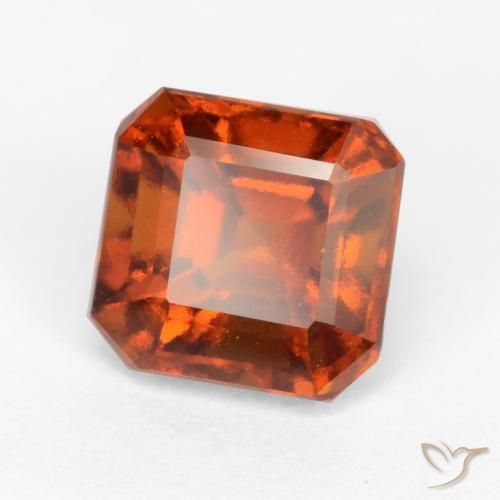1.98ct طبيعي برتقالى غامق عقيق هيسونيت, قص الزمرد, VVS-VS