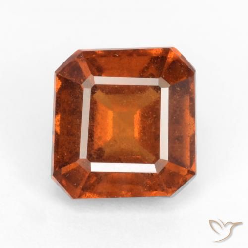 2.18ct طبيعي برتقالى داكن-متوسط عقيق هيسونيت, قص الزمرد, VS-SI