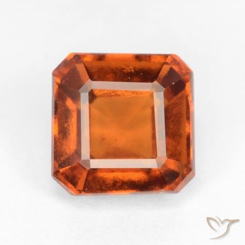 2.51ct طبيعي برتقالى غامق عقيق هيسونيت, قص الزمرد, قليلا جدا
