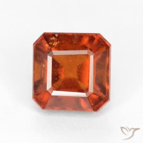 2.47ct طبيعي برتقالى كهرمانى عقيق هيسونيت, قص الزمرد, VS-SI