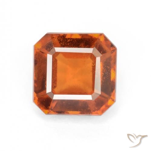 2.30ct طبيعي برتقالى غامق عقيق هيسونيت, قص الزمرد, قليلا جدا