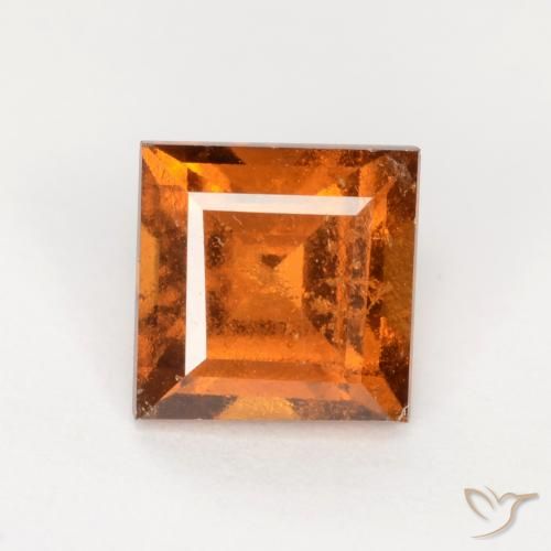1.32ct طبيعي برتقالى داكن-متوسط هيسونيت غارنيت, مربع, SI