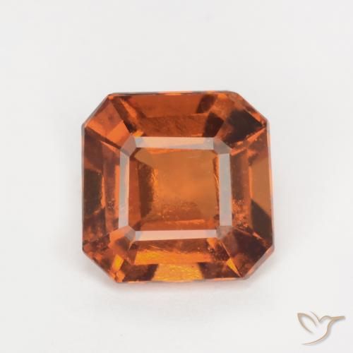 1.69ct طبيعي برتقالى داكن-متوسط عقيق هيسونيت, قص الزمرد, SI