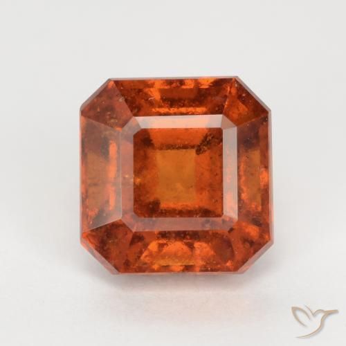 2.50ct طبيعي برتقالى داكن عقيق هيسونيت, قص الزمرد, SI