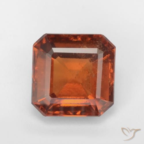 2.21ct طبيعي برتقالى داكن عقيق هيسونيت, قص الزمرد, SI