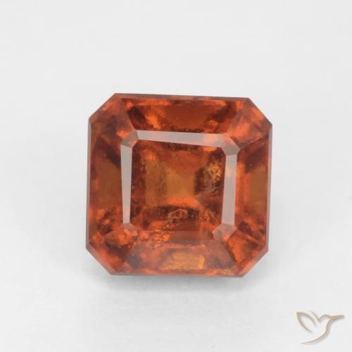 1.93ct طبيعي برتقالى غامق عقيق هيسونيت, قص الزمرد, SI