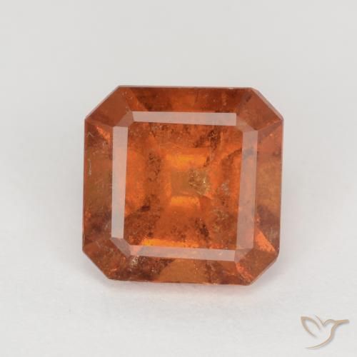 1.77ct طبيعي برتقالى غامق عقيق هيسونيت, قص الزمرد, SI