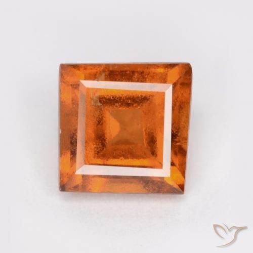 1.28ct طبيعي برتقالى غامق هيسونيت غارنيت, مربع, SI