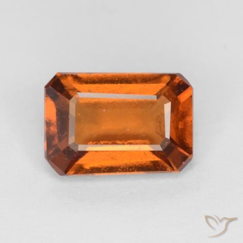 1.35ct طبيعي برتقالى غامق عقيق هيسونيت, قص الزمرد, قليلا جدا