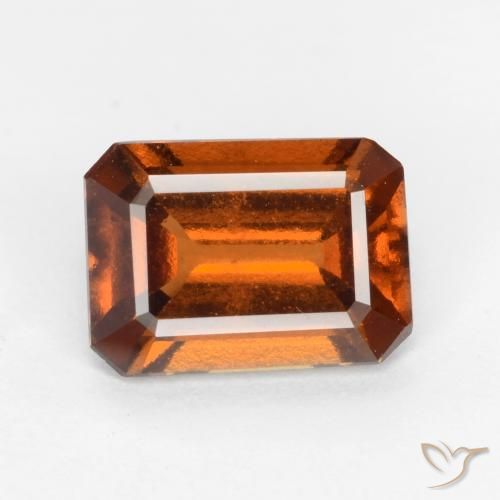 1.61ct طبيعي برتقالى غامق عقيق هيسونيت, قص الزمرد, قليلا جدا