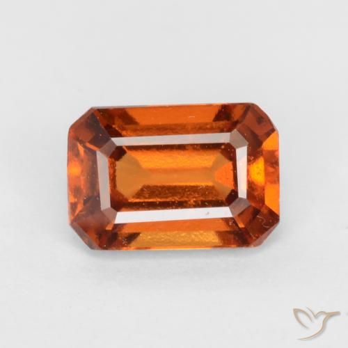 1.37ct طبيعي برتقالى داكن-متوسط عقيق هيسونيت, قص الزمرد, قليلا جدا
