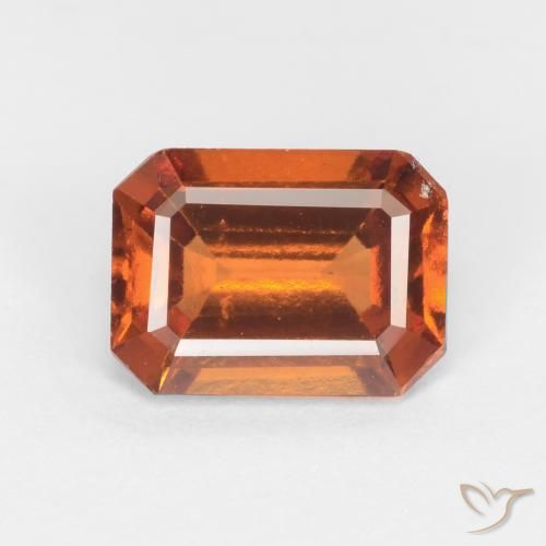 1.50ct طبيعي برتقالى داكن-متوسط عقيق هيسونيت, قص الزمرد, VS-SI