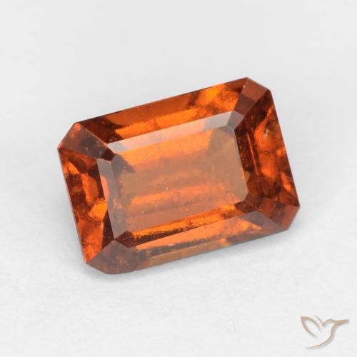 1.35ct طبيعي برتقالى غامق عقيق هيسونيت, قص الزمرد, VS-SI
