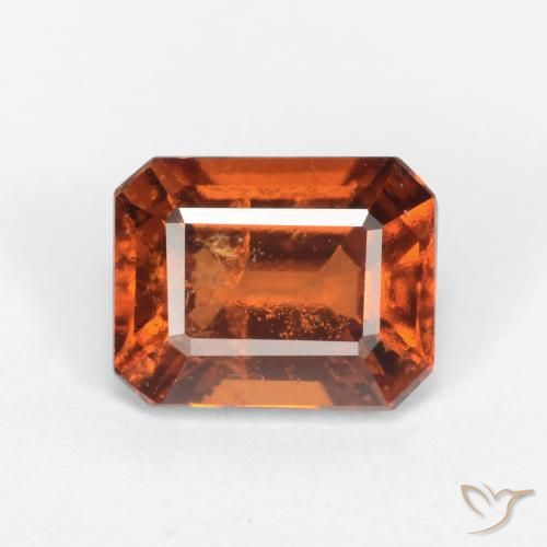 1.62ct طبيعي برتقالى غامق هيسونيت غارنيت, قص الزمرد, SI