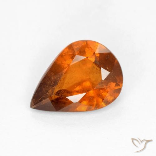 1.11ct طبيعي برتقالى داكن-متوسط عقيق هيسونيت, شكل الكمثرى, SI