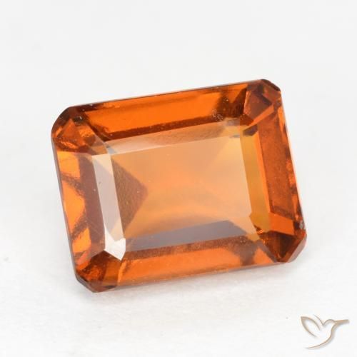 2.12ct طبيعي برتقالى غامق عقيق هيسونيت, قص الزمرد, قليلا جدا