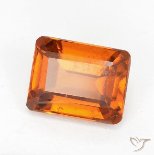 2.13ct طبيعي برتقالى غامق عقيق هيسونيت, قص الزمرد, VS-SI