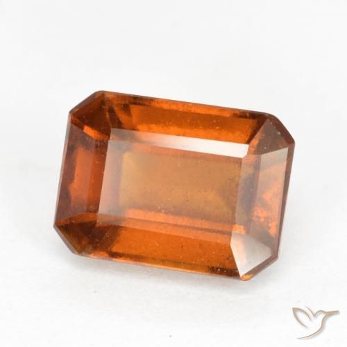 2.21ct طبيعي برتقالى غامق عقيق هيسونيت, قص الزمرد, SI