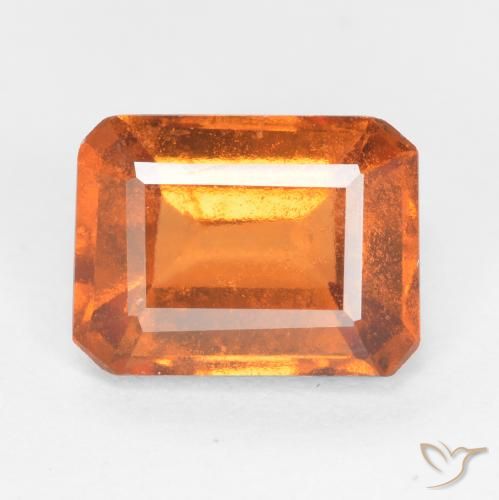 1.72ct طبيعي برتقالى كهرمانى عقيق هيسونيت, قص الزمرد, SI