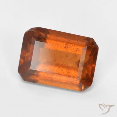 2.03ct طبيعي برتقالى غامق عقيق هيسونيت, قص الزمرد, SI
