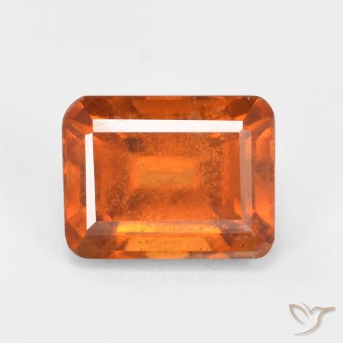 2.37ct طبيعي برتقالى متوسط عقيق هيسونيت, قص الزمرد, SI