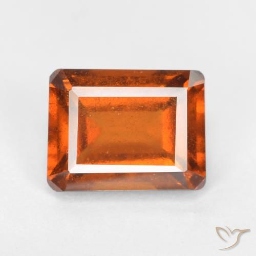 2.14ct طبيعي برتقالى داكن-متوسط عقيق هيسونيت, قص الزمرد, SI